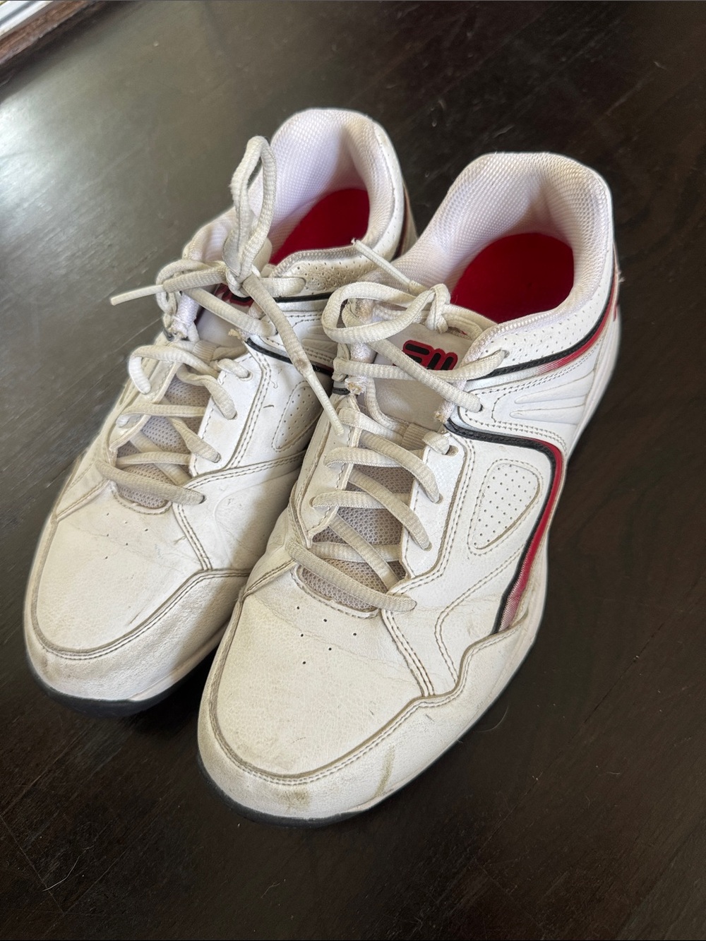 Fila Men's White Sneakers with Red Interior and Black Trim